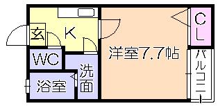 西鉄天神大牟田線 西鉄久留米駅 徒歩8分 2階建 築18年(1K/2階)の間取り写真