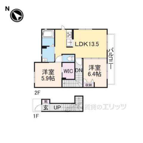 モン・ヴェールG(2LDK/2階)の間取り写真