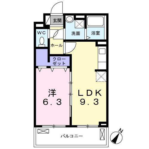 ユアーズ(1LDK/2階)の間取り写真