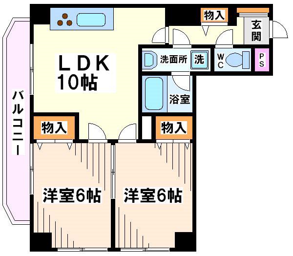 M-IIハイツ(2LDK/3階)の間取り写真