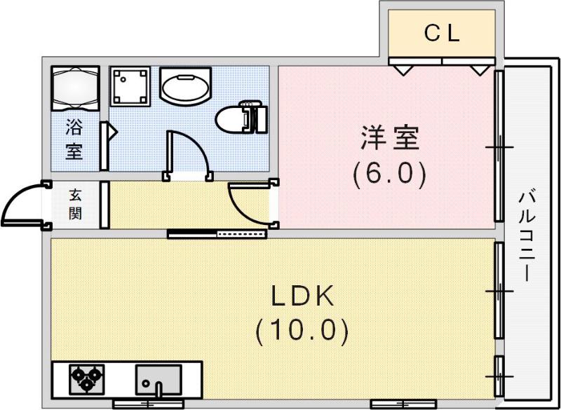 シャルマン花隈(1LDK/2階)の間取り写真