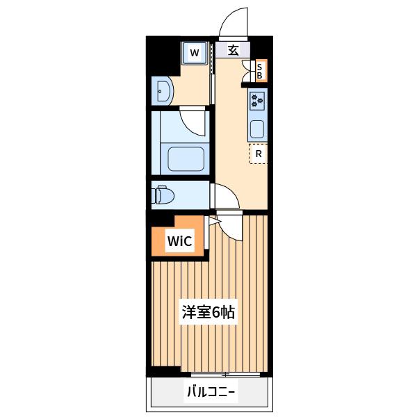 ハマコートⅥ(1K/2階)の間取り写真