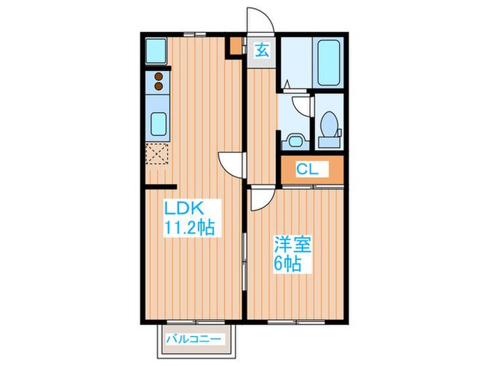 フラットヒル(1LDK/2階)の間取り写真