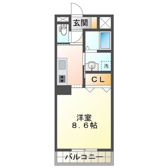 コーポバロン上浜(1K/2階)の間取り写真