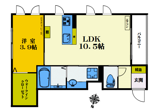 ECHO中落合II(1LDK/1階)の間取り写真
