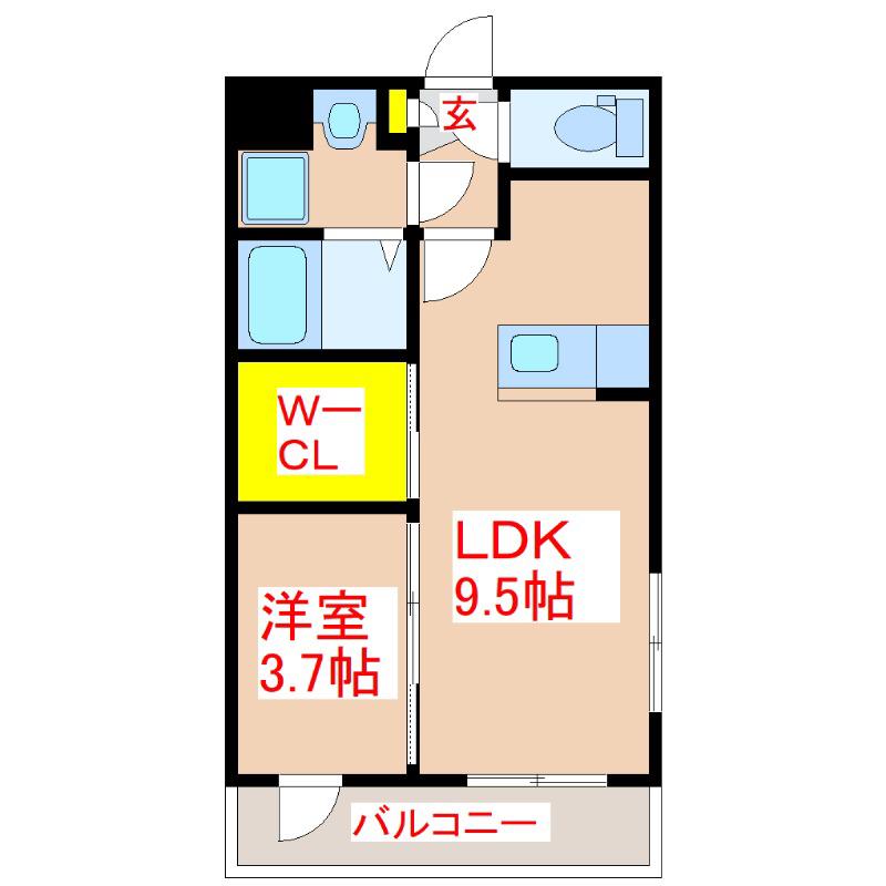 LEGATO(1LDK/3階)の間取り写真