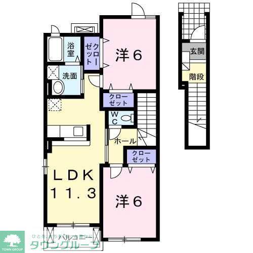 エスポワール III(2LDK/2階)の間取り写真