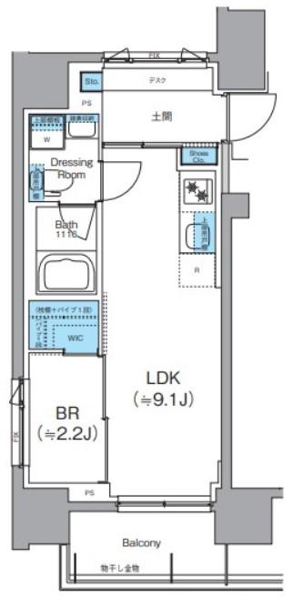 クレヴィアリグゼ錦糸町(1LDK/2階)の間取り写真