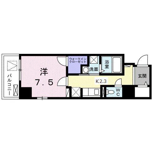 プランドール川崎大師(1K/4階)の間取り写真