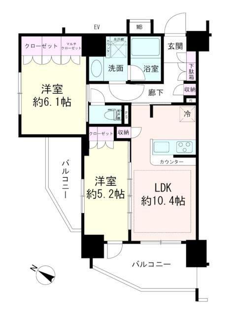 パレステージ曳舟II(2LDK/2階)の間取り写真