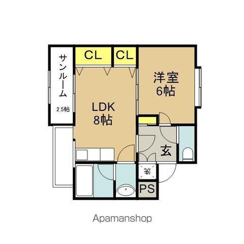 白石第2アパート(1LDK/5階)の間取り写真