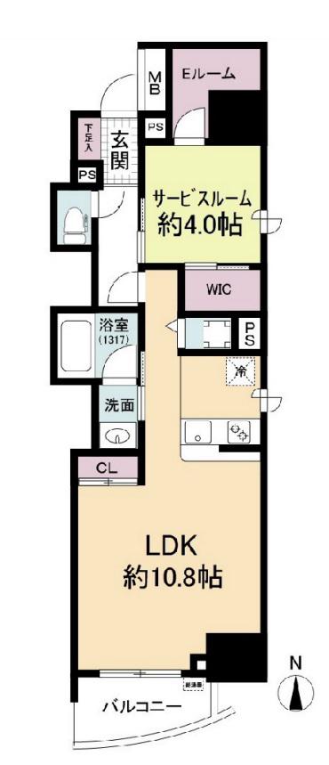 セレニテフラン本町(1SLDK/12階)の間取り写真