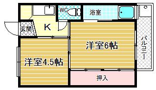 ビレッジハウス城蓮寺(2K/5階)の間取り写真