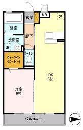 レクレドール(1LDK/2階)の間取り写真