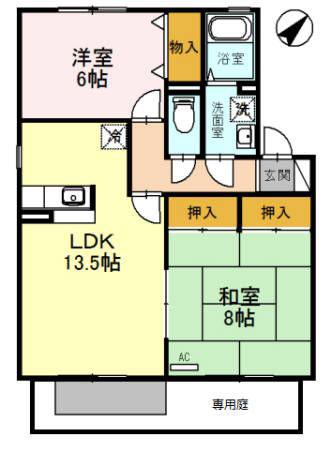 サンフルーレ(2LDK/1階)の間取り写真