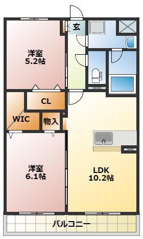 LIBERTE矢倉町(2LDK/1階)の間取り写真