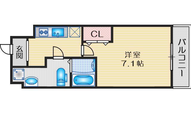 サムティ江坂JUREVE(1K/2階)の間取り写真