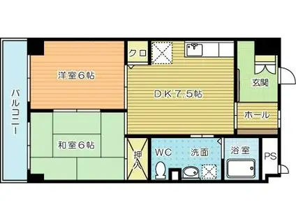 グローリー足立(2DK/3階)の間取り写真