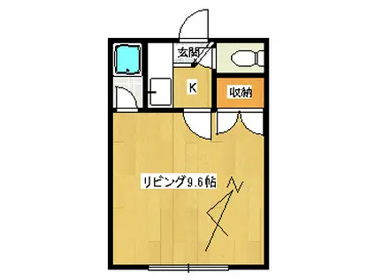 カーサ雅フロンティア美香保(1K/2階)の間取り写真