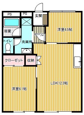さのやビル(2LDK/2階)の間取り写真