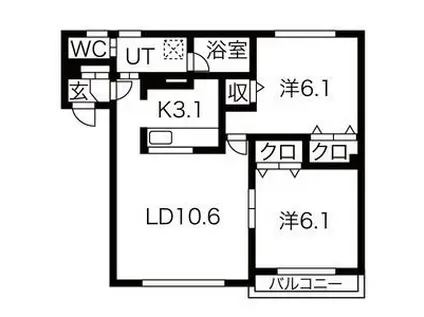 ロイヤルハイツ(2LDK/1階)の間取り写真