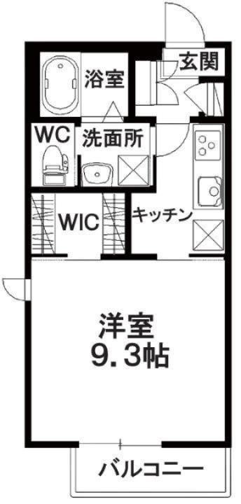シャーメゾンプラントB(1K/2階)の間取り写真