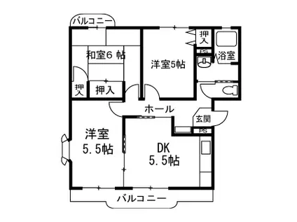 ラ・セゾンS 小泉(3DK/1階)の間取り写真