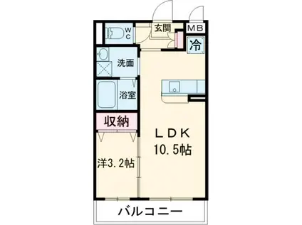 岡本3丁目マンション(1LDK/3階)の間取り写真