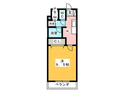 アルシェ浜松(1K/2階)の間取り写真
