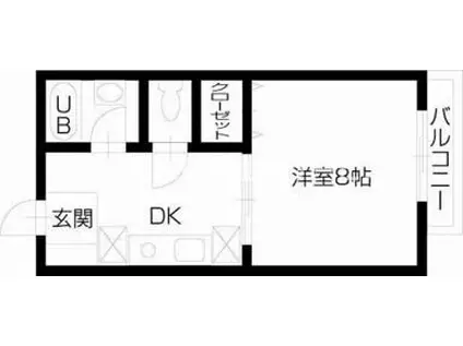 西ハイツ(1DK/1階)の間取り写真