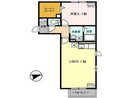 アムール大沼(1LDK/2階)の間取り写真