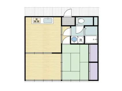 プレズントコーポ(2DK/1階)の間取り写真