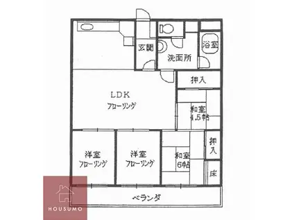 第二千里グランドハイツ(4LDK/2階)の間取り写真