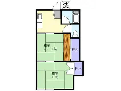 柴田コーポ(2K/2階)の間取り写真