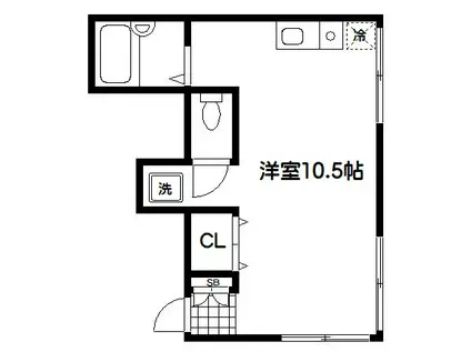 ハウス中野(ワンルーム/2階)の間取り写真