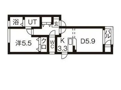 イトムンプラィ(1LDK/1階)の間取り写真