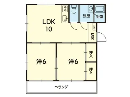 コーポセルシオ(2LDK/1階)の間取り写真