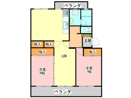 オーセル宝町(2LDK/1階)の間取り写真