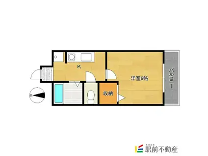 フローラルマンション鍋島(1K/2階)の間取り写真