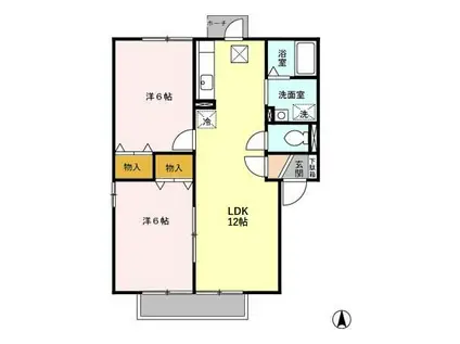 プランドール・ビューA(2LDK/1階)の間取り写真