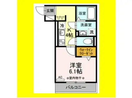 ジュネス東静岡(1K/2階)の間取り写真