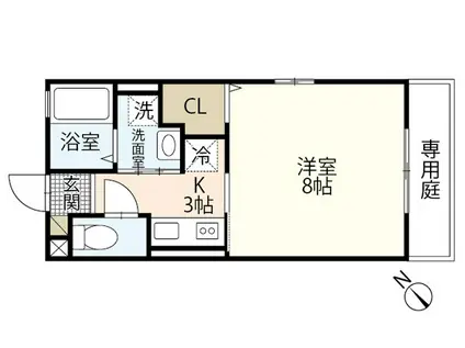 クラシコ高須(1K/1階)の間取り写真