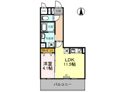 レジデンス喜志(1LDK/1階)の間取り写真