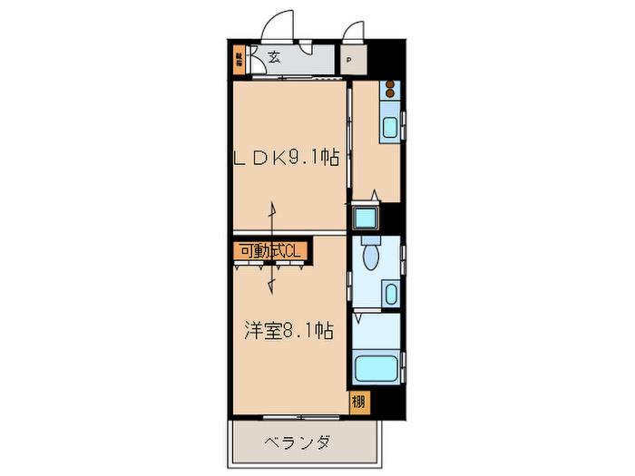 ピーコックスター(1LDK/5階)の間取り写真