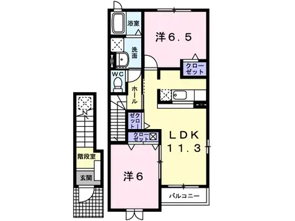 ル・クールB(2LDK/2階)の間取り写真
