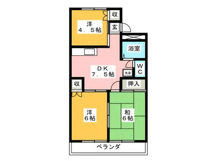 ハタノコーポ元八王子II(3DK/2階)の間取り写真