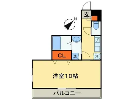 アンブラッセ新検見川(1K/6階)の間取り写真