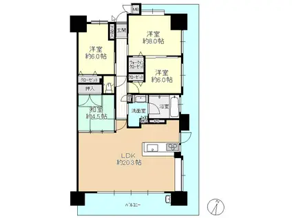 ヴェルディ中庄(4LDK/7階)の間取り写真