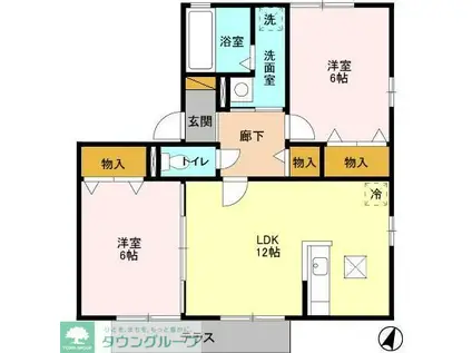 リビングタウンみのり台A(2LDK/1階)の間取り写真