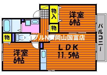 レフィナードA棟(2LDK/1階)の間取り写真
